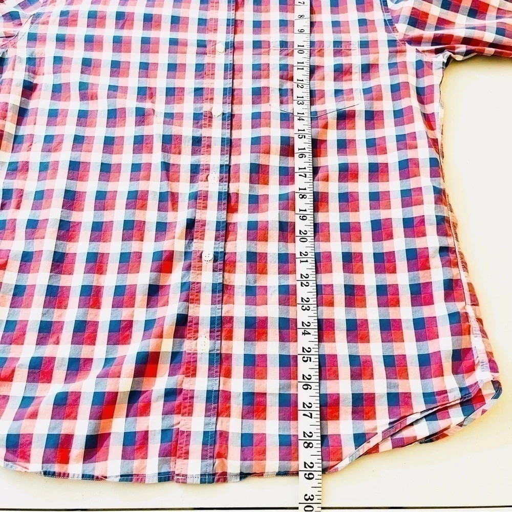 J. Crew Light Weight Slim Fit Plaid Button Down Shirt Men Size Large Blue/Red